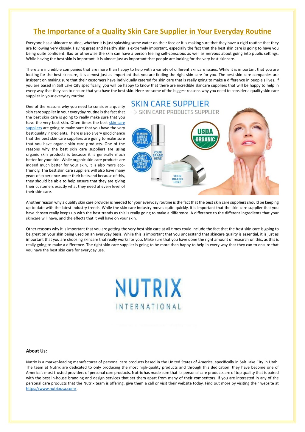 PPT The Importance of a Quality Skin Care Supplier in Your Everyday