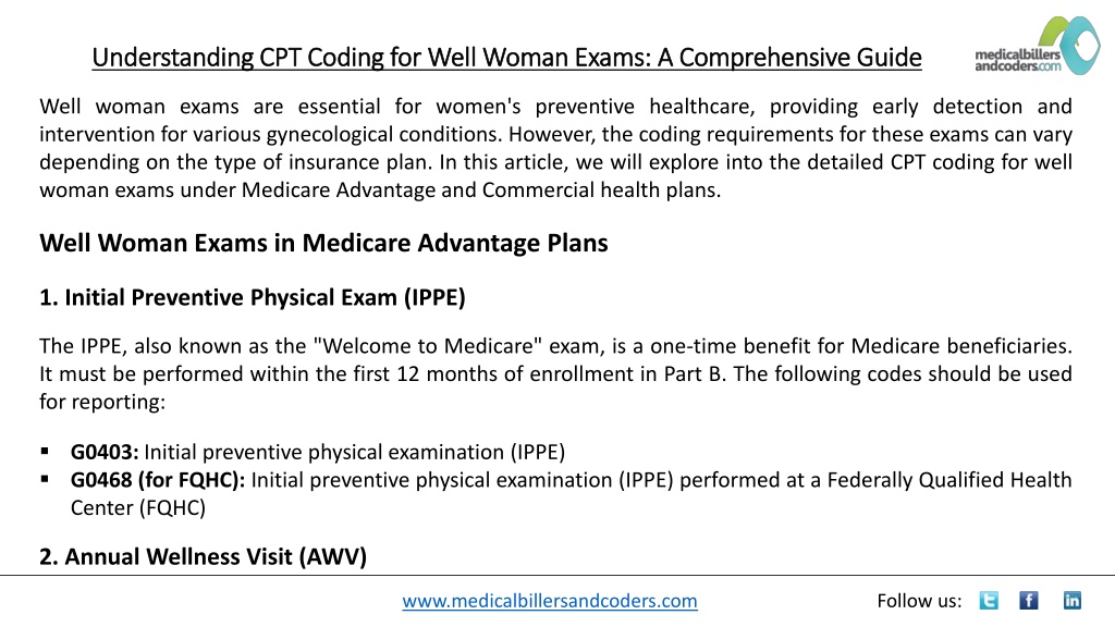 Ppt Understanding Cpt Coding For Well Woman Exams A Comprehensive