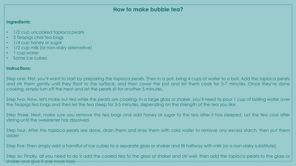 ppt-perfect-bubble-tea-recipe-how-to-make-bubble-tea-step-by-step