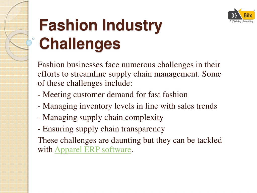 PPT - Streamlining Supply Chain Management in the Fashion Industry ...