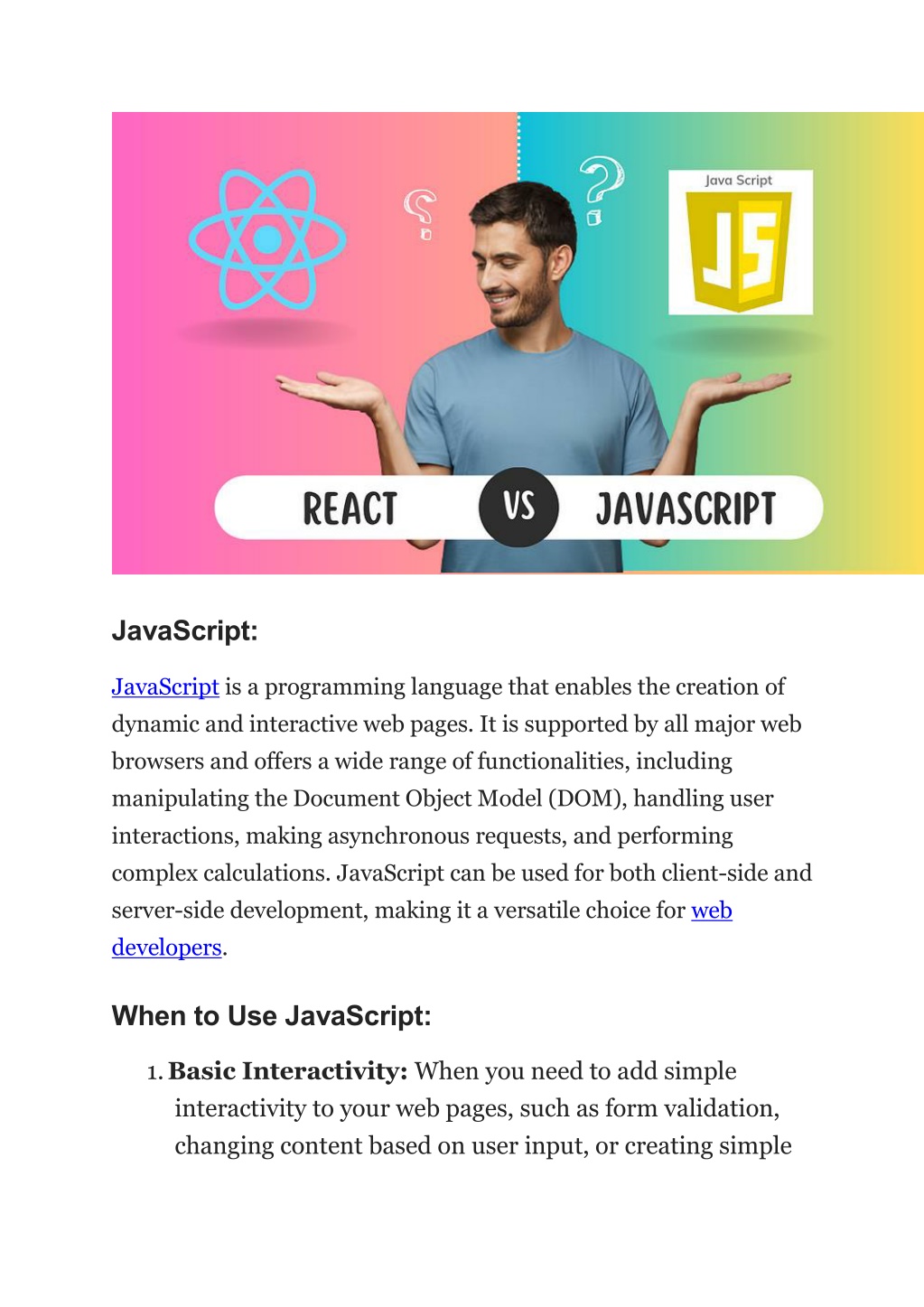 PPT - JavaScript Vs ReactJS: When To Use Each - A Practical Guide ...