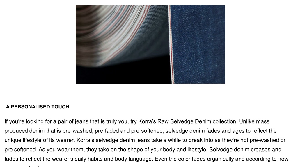 PPT - Selvedge Denim - Your Forever Pair of Jeans – Bombay Shirt Company  PowerPoint Presentation - ID:12342528