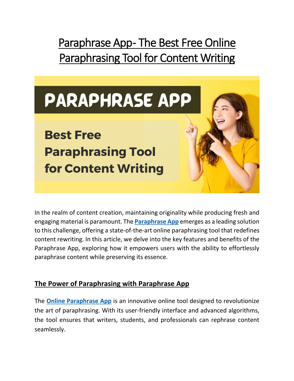 PPT - Paraphrase App - The Best Free Online Paraphrasing Tool For ...