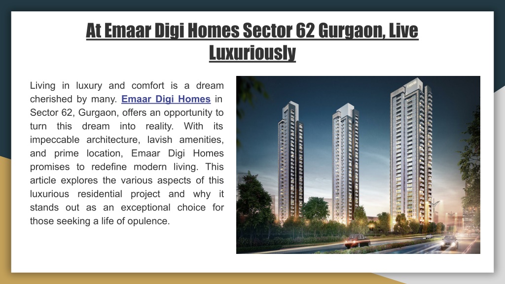 PPT - Embrace a Luxurious Lifestyle at Emaar Digi Homes Sector 62 ...