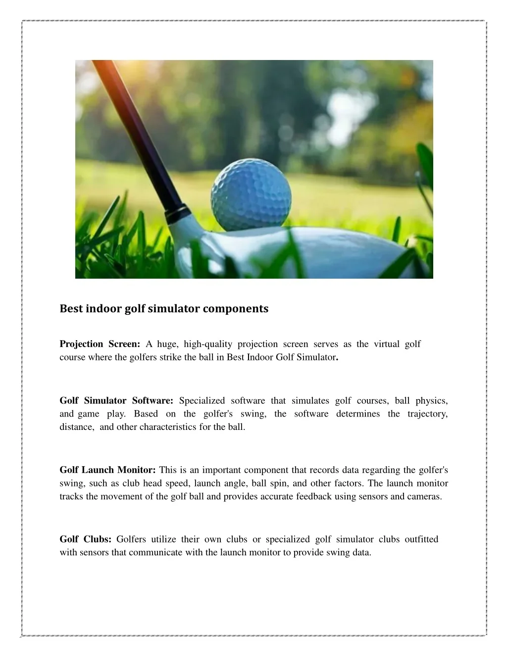 PPT - The Best Indoor Golf Simulator to Grow Your Playing Activity ...