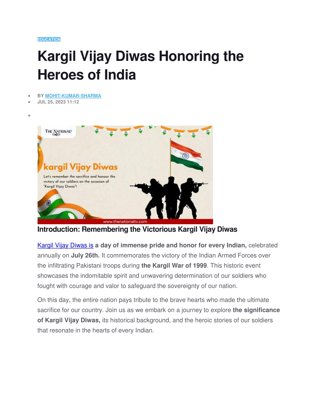 ppt presentation on kargil vijay diwas