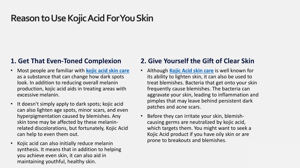 Ppt Benefits Of Using Kojic Acid For Your Skin Powerpoint Presentation Id