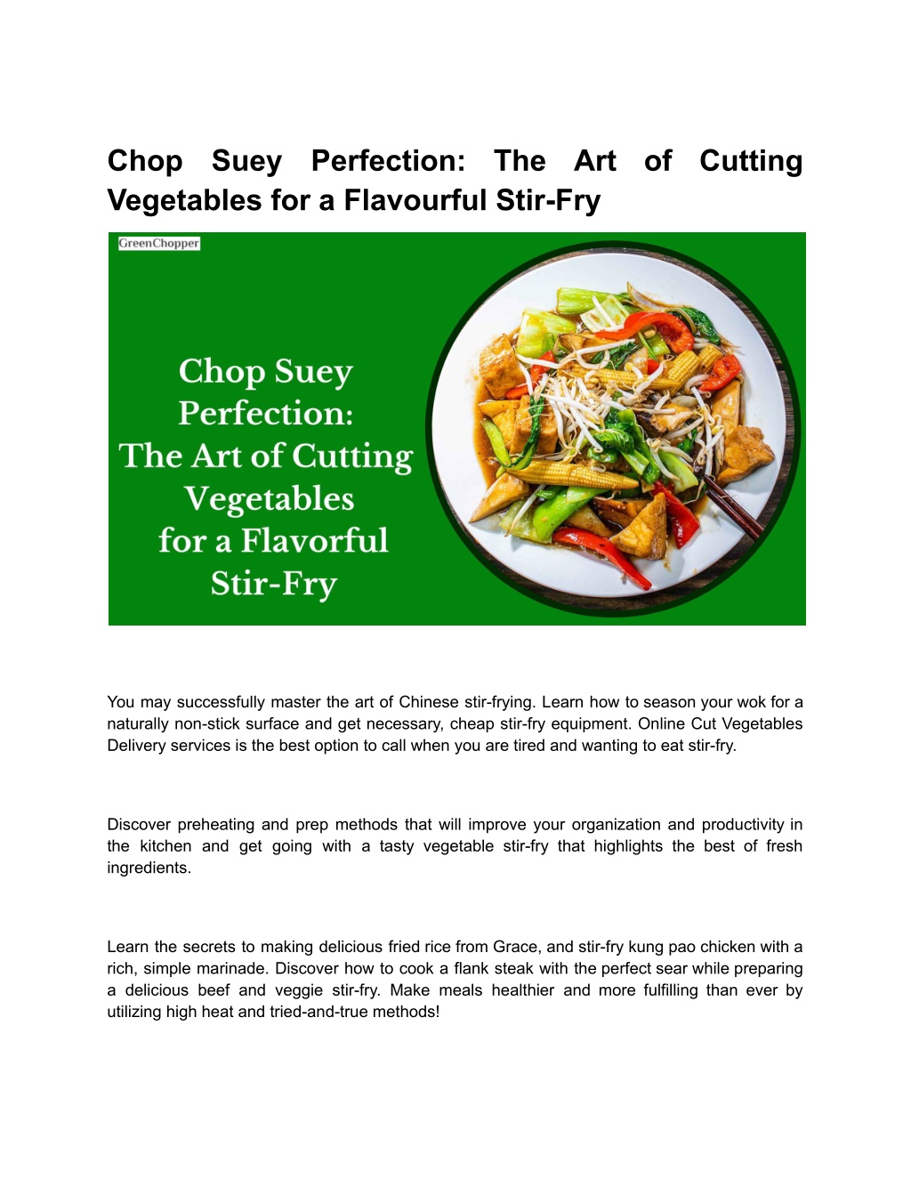 How To Cut Vegetables For Stir Fry 