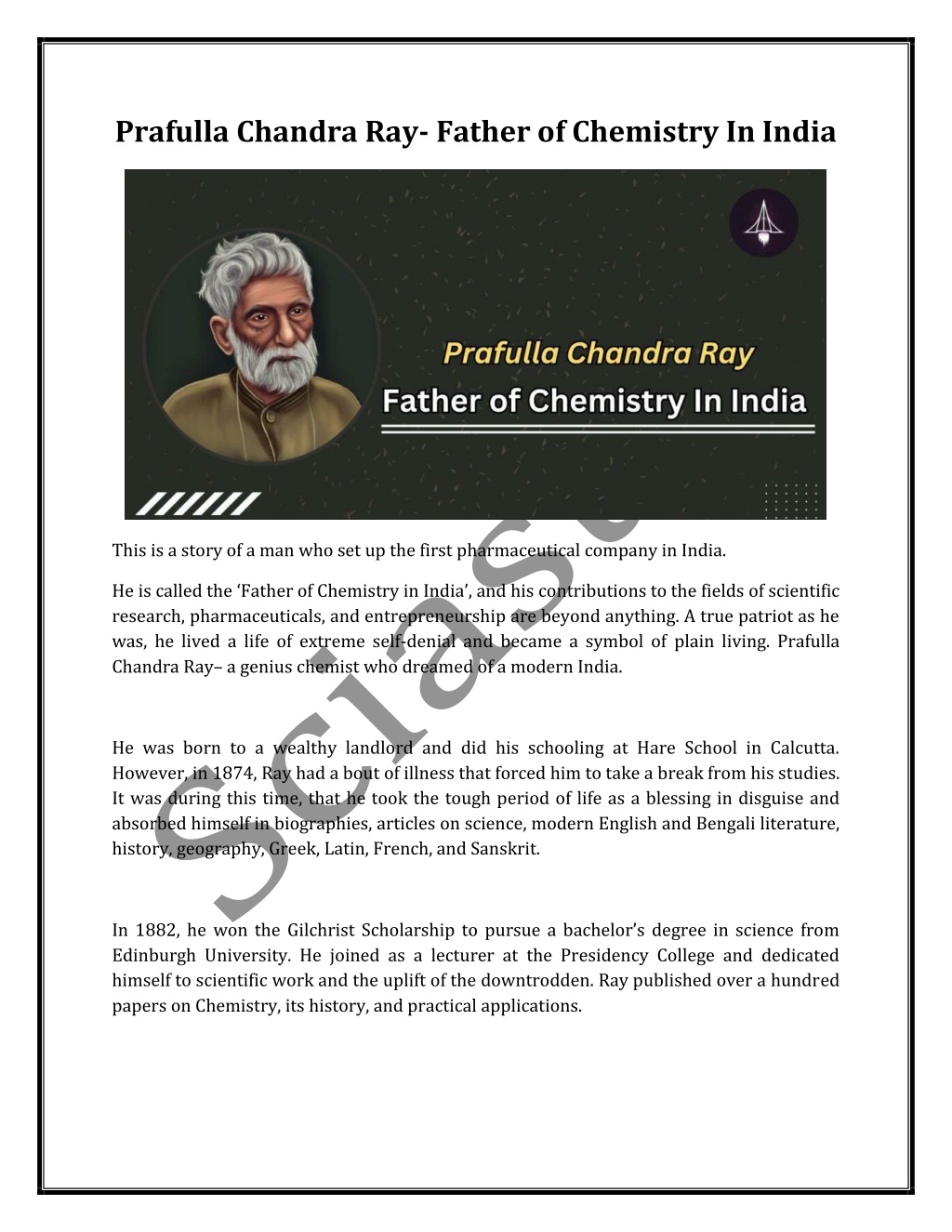 PPT - Prafulla Chandra Ray- Father of Chemistry In India PowerPoint ...