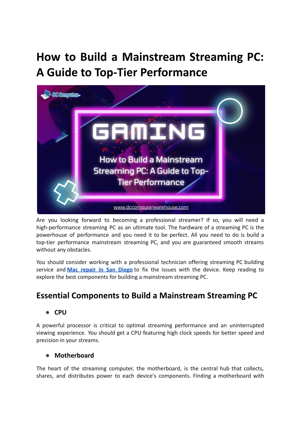 PPT - How to Build a Mainstream Streaming PC_ A Guide to Top-Tier ...