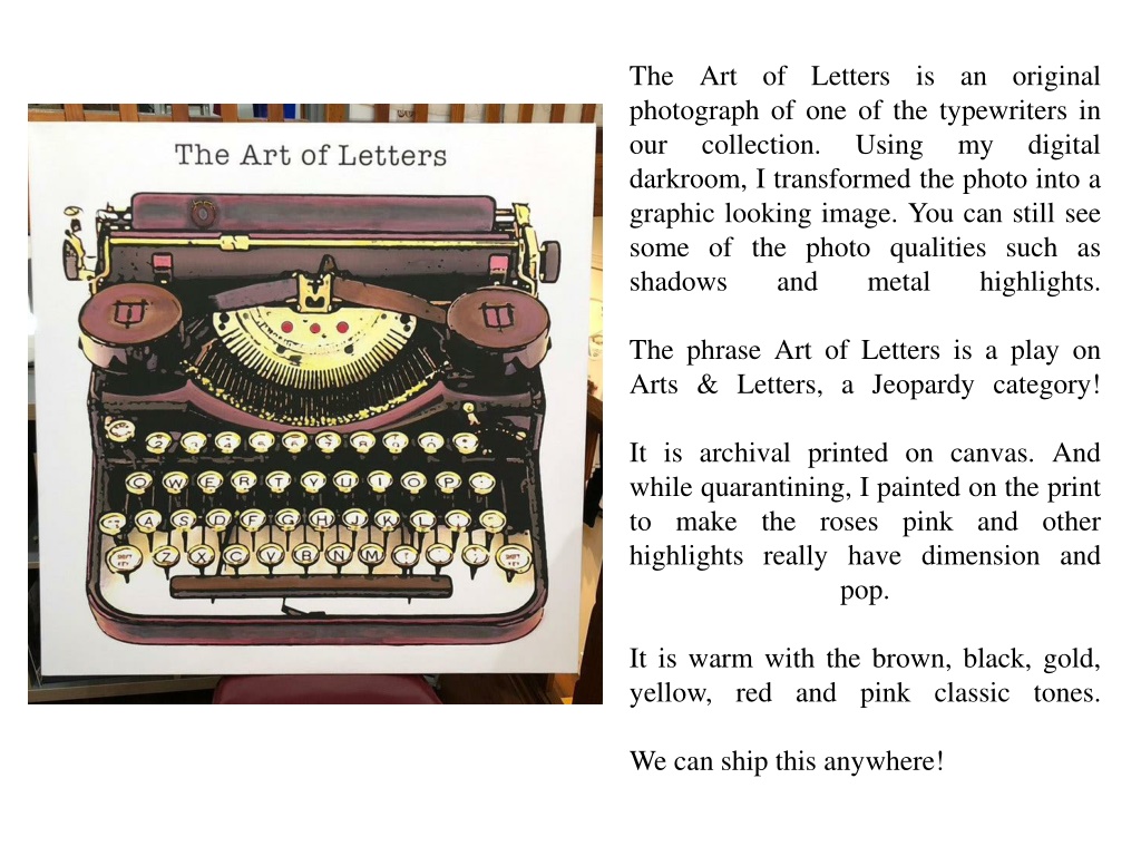 PPT The Art of Letters is a unique artwork on stretched canvas ready