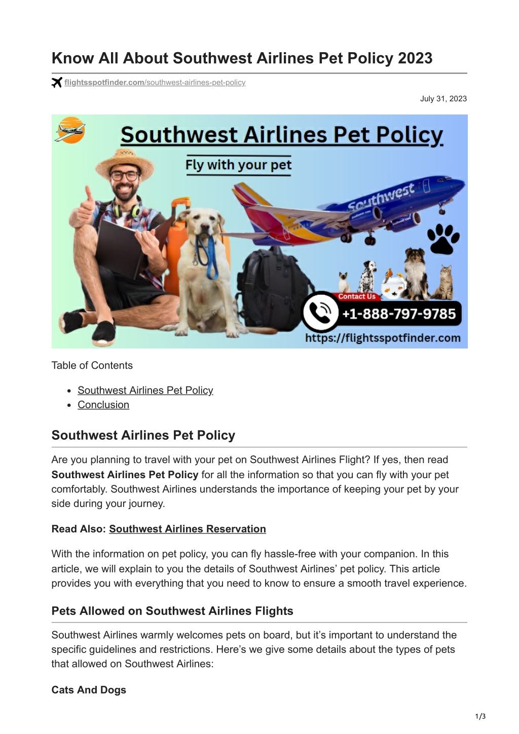 PPT Know All About Southwest Airlines Pet Policy 2023 PowerPoint