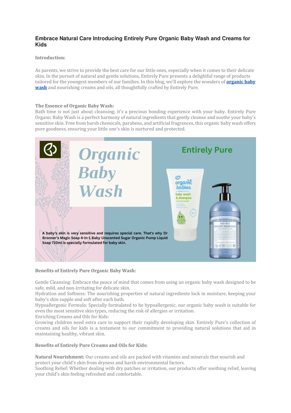 PPT - Embrace Natural Care Introducing Entirely Pure Organic Baby Wash and  Creams for Kids PowerPoint Presentation - ID:12379819