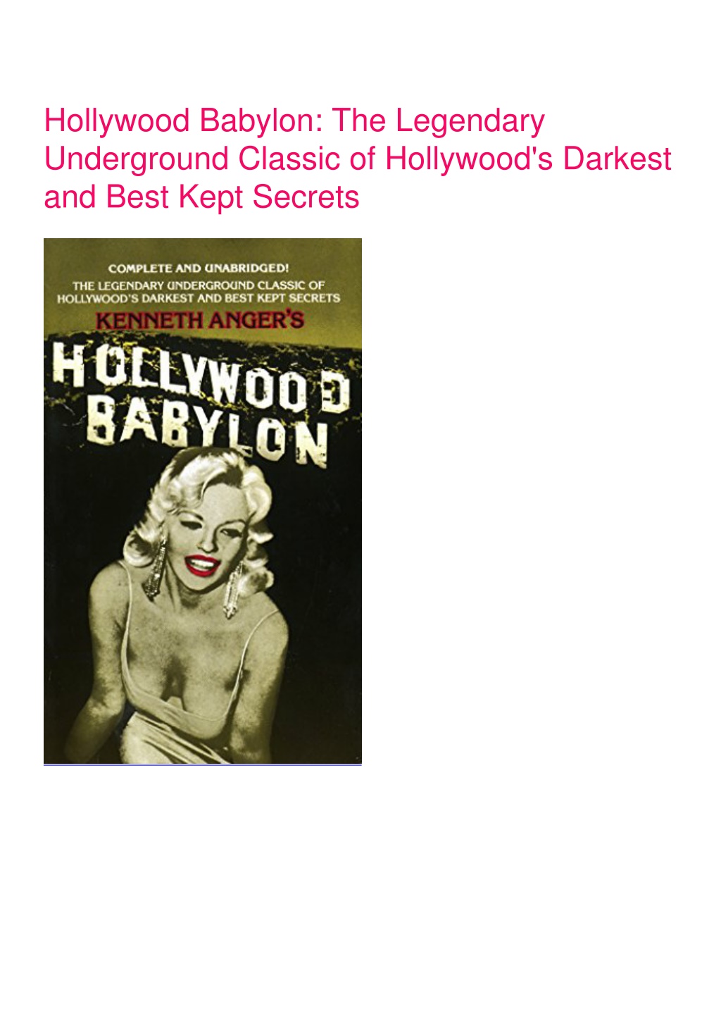 PPT - get [PDF] Download Hollywood Babylon: The Legendary Underground ...