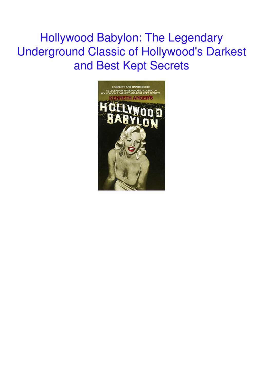 PPT - get [PDF] Download Hollywood Babylon: The Legendary Underground ...