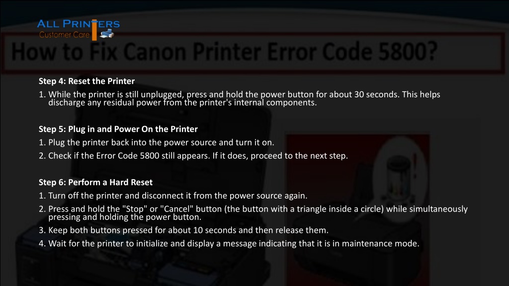 Ppt Troubleshoot Canon Printer Error Code 5800 Powerpoint Presentation Id12398108 1468