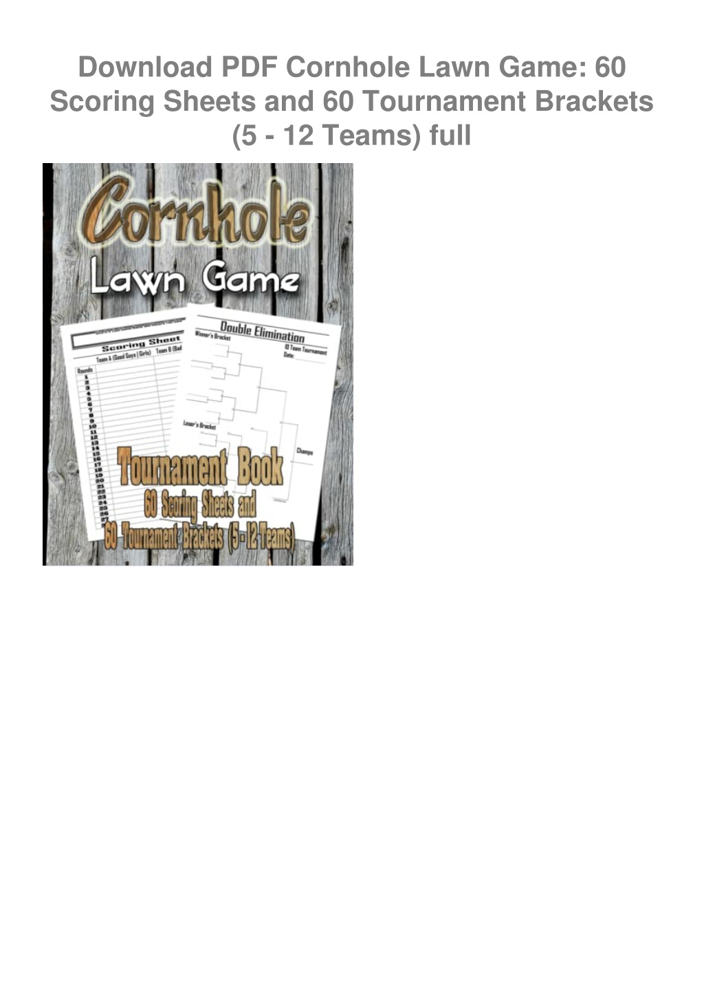 PPT Download PDF Cornhole Lawn Game 60 Scoring Sheets And 60