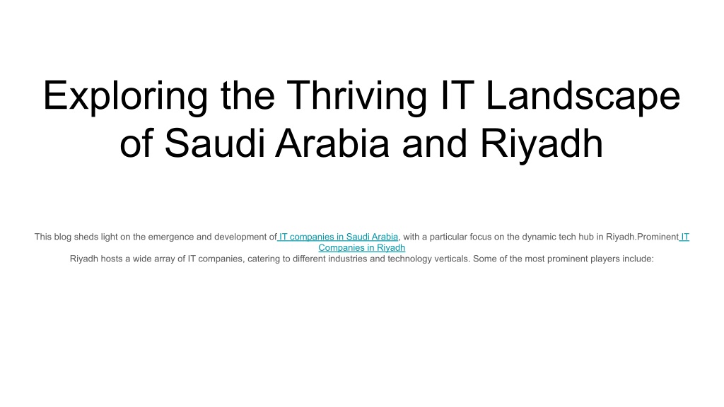 PPT - Exploring the Thriving IT Landscape of Saudi Arabia and Riyadh 