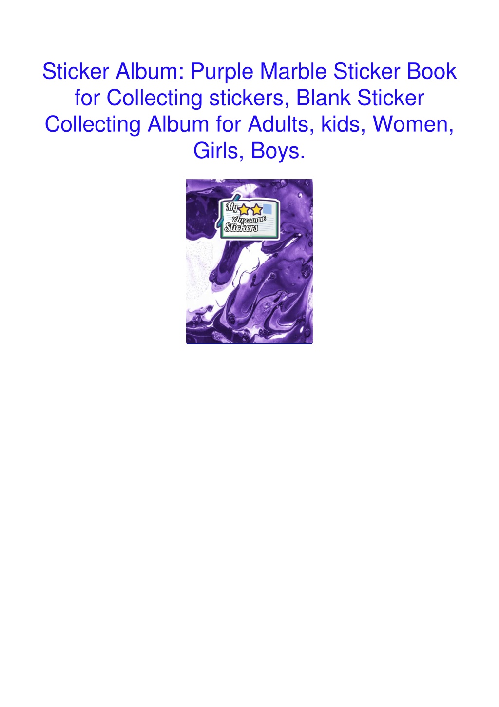 My Sticker Collecting Album: The Awesome Blank Sticker Book for