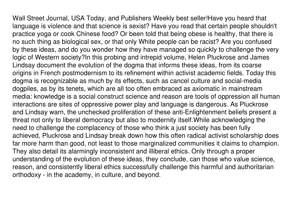 Ppt Pdf Read Online Cynical Theories How Activist Scholarship Made Everything About Race 4555