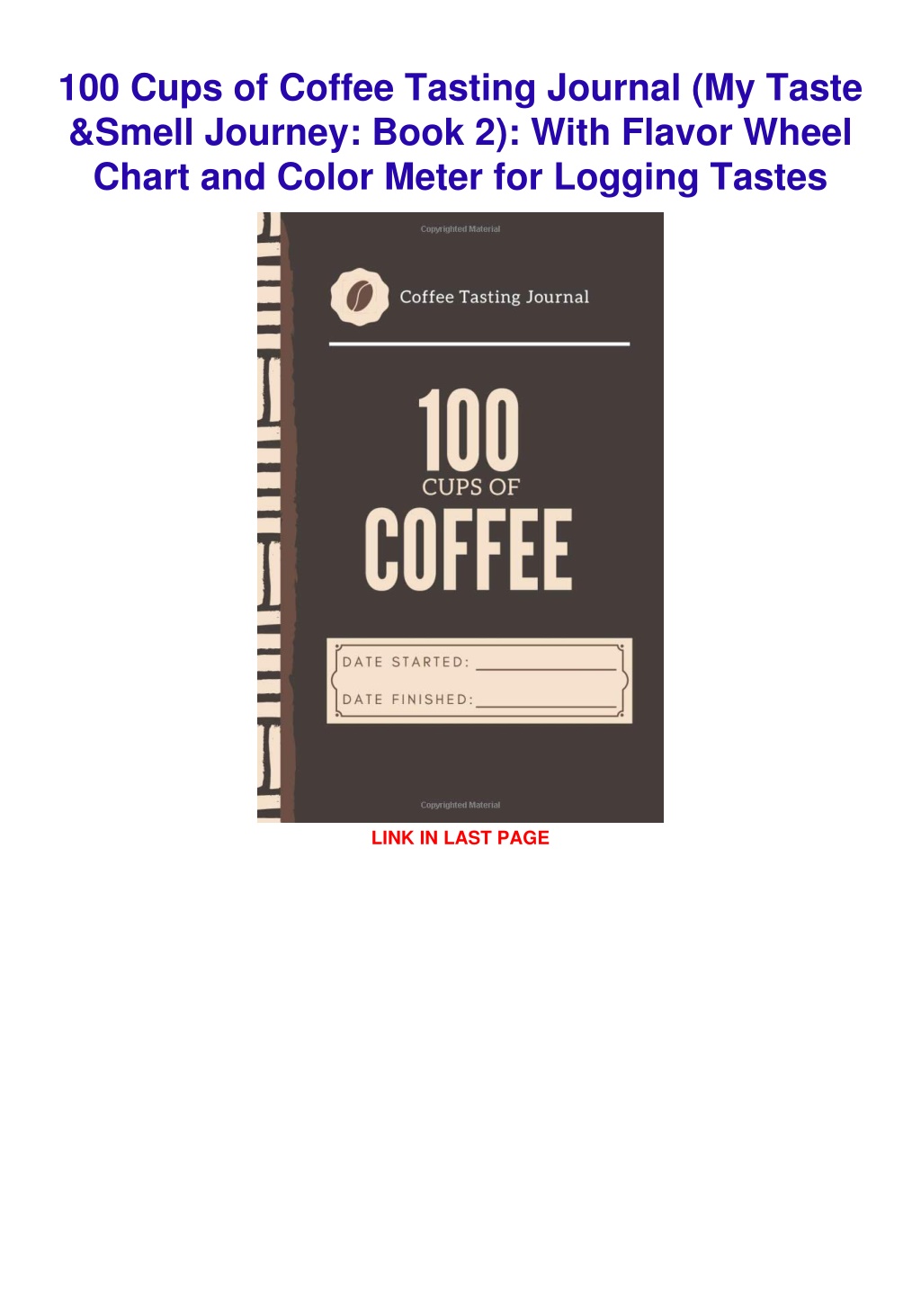 Ppt Pdfread 100 Cups Of Coffee Tasting Journal My Taste And Smell