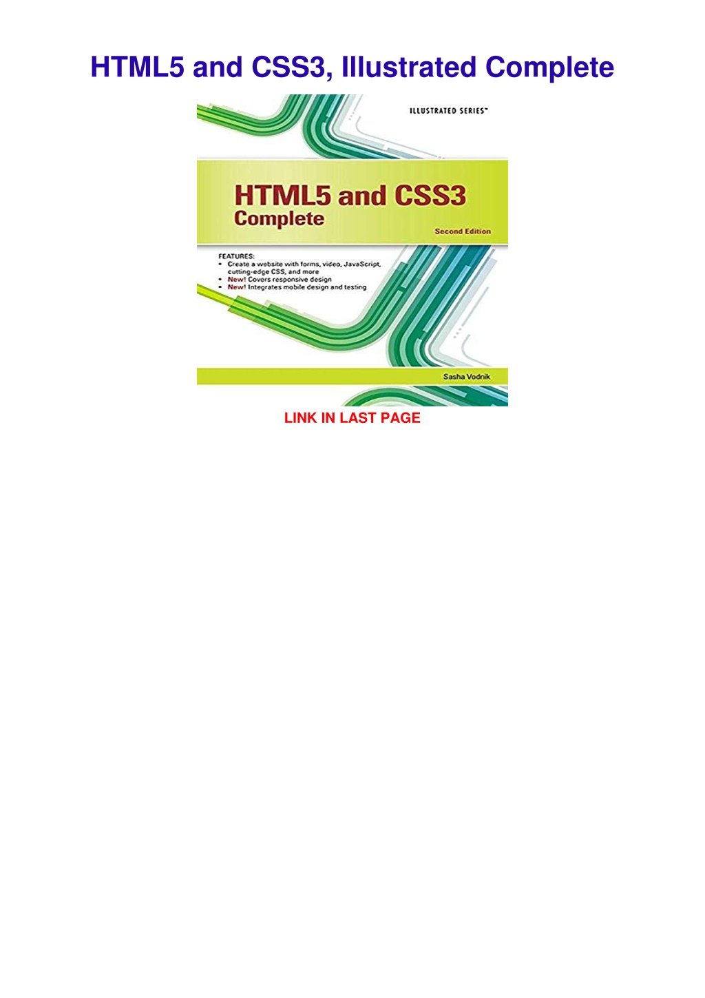 html5 and css3 illustrated complete 1st edition pdf download