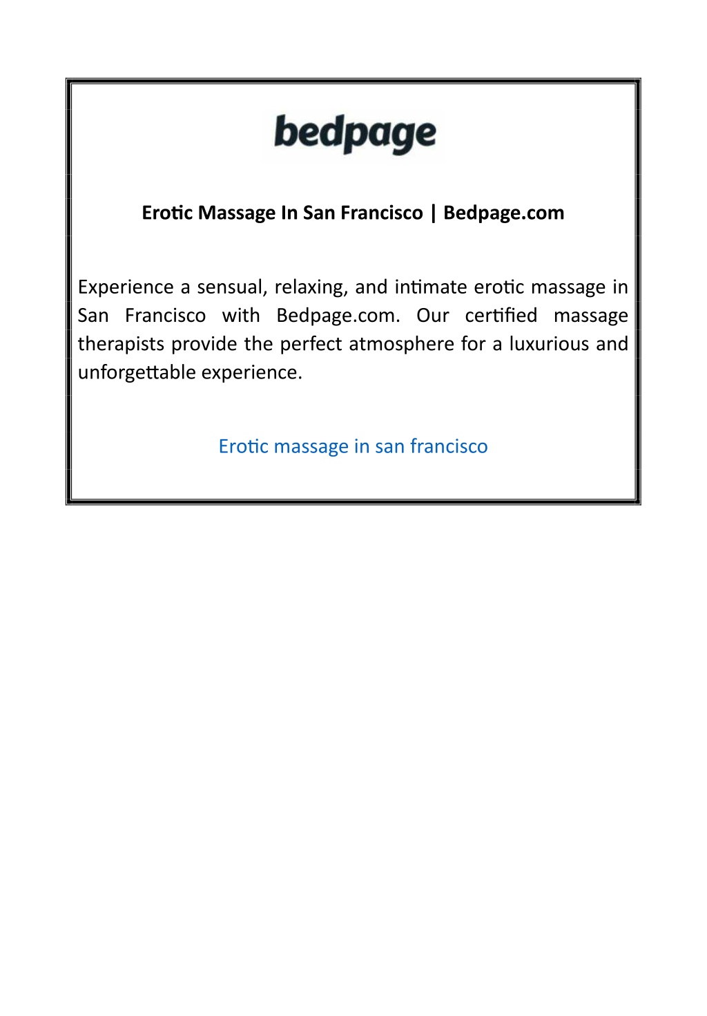 PPT - Erotic Massage In San Francisco Bedpage.com 01 PowerPoint  Presentation - ID:12422094