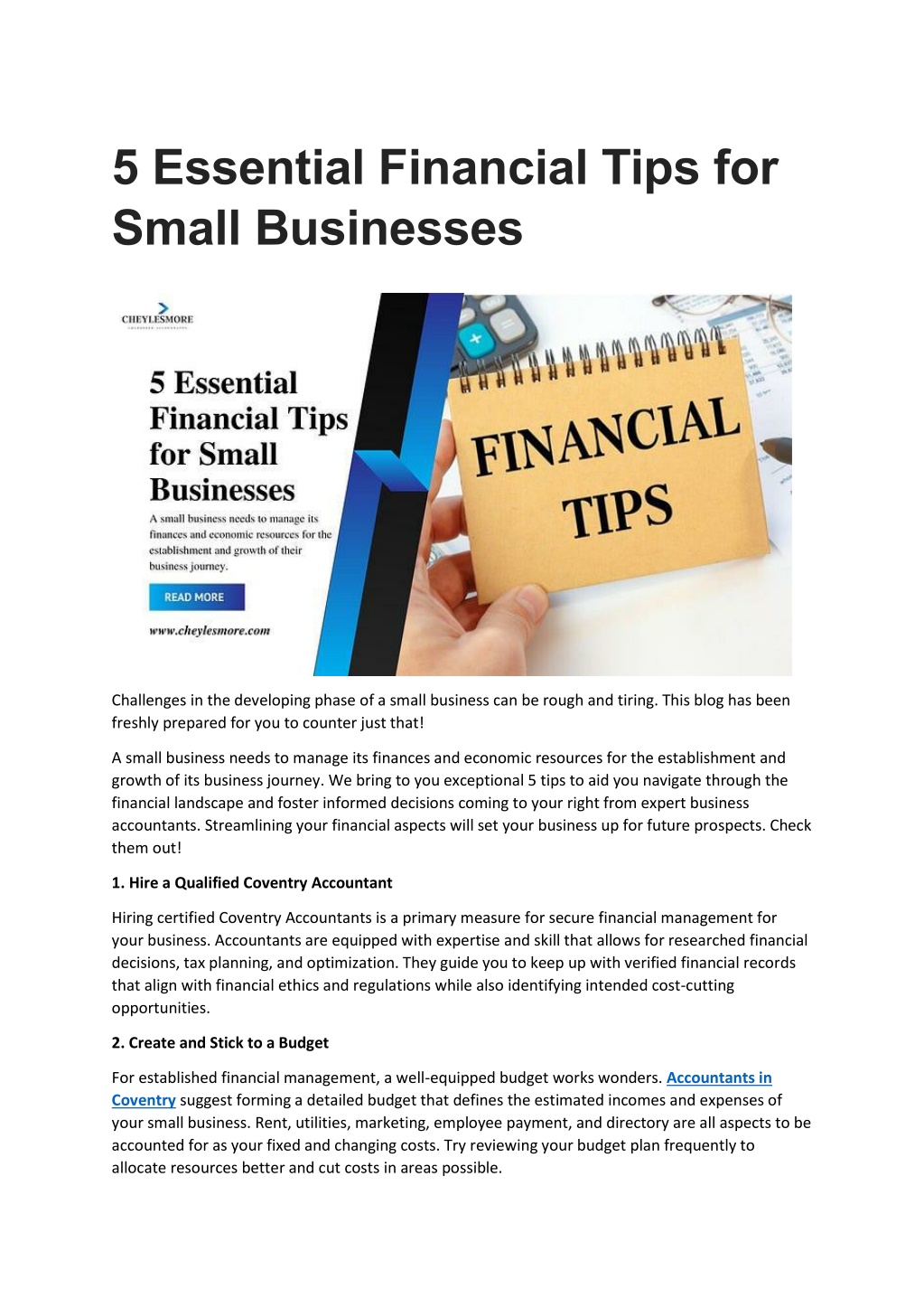 PPT - 5 Essential Financial Tips for Small Businesses PowerPoint