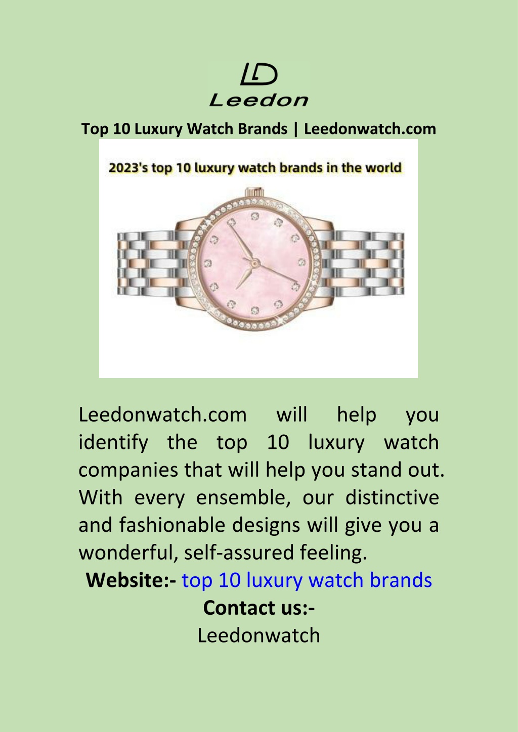 PPT - Top 10 Luxury Watch Brands Leedonwatch PowerPoint Presentation ...