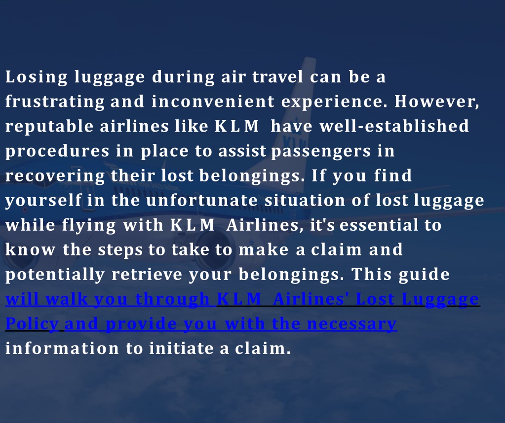 PPT - How Do I Make A Claim For Lost Luggage in KLM PowerPoint ...