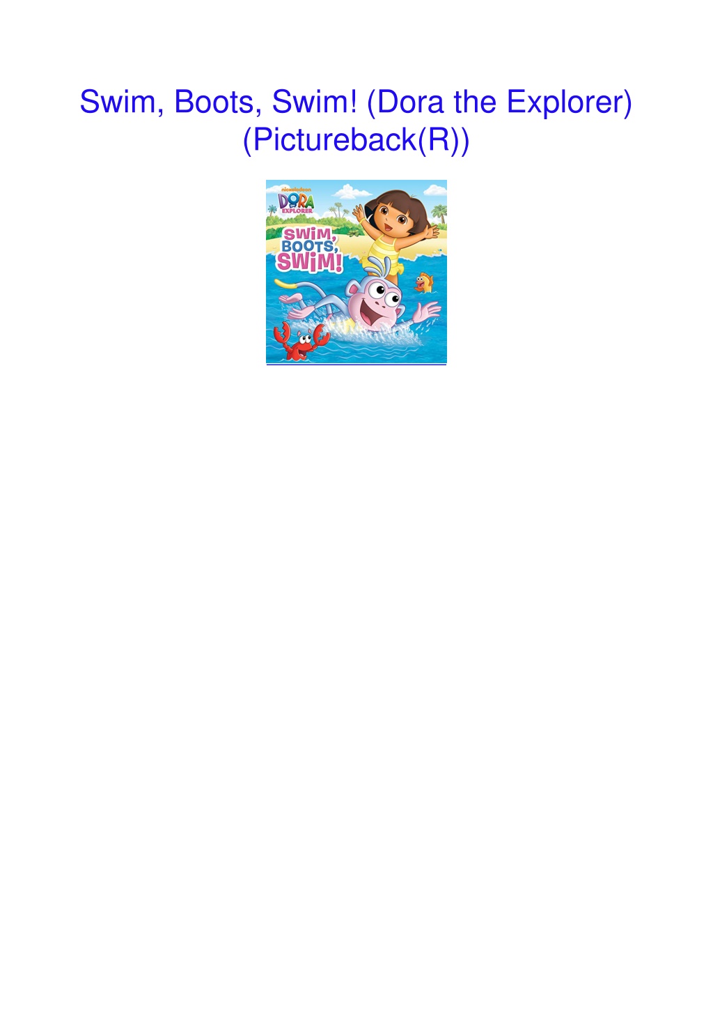 PPT - [PDF READ ONLINE] Swim, Boots, Swim! (Dora the Explorer ...