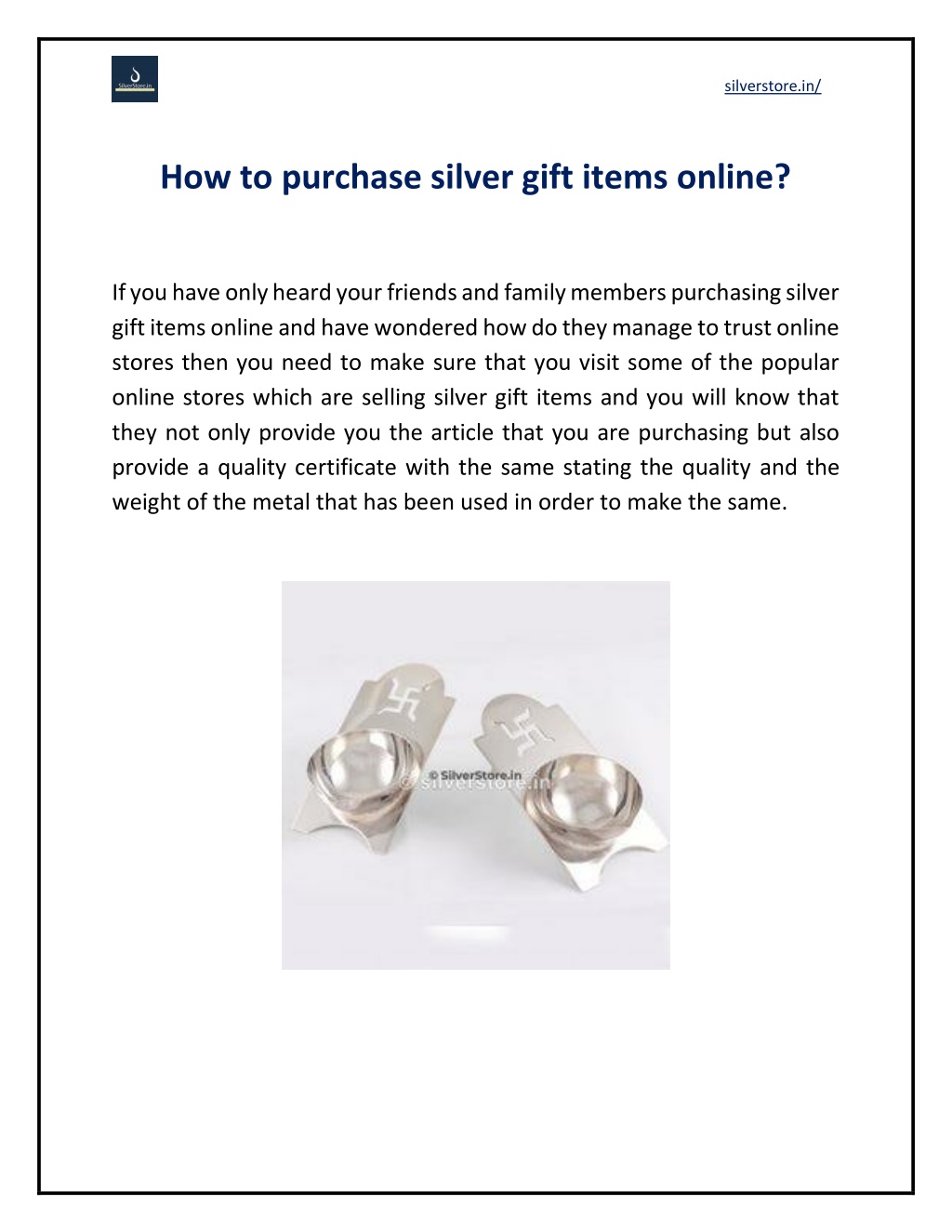 Buy Pure Silver Accessories Online | Send Silver Gifts to India