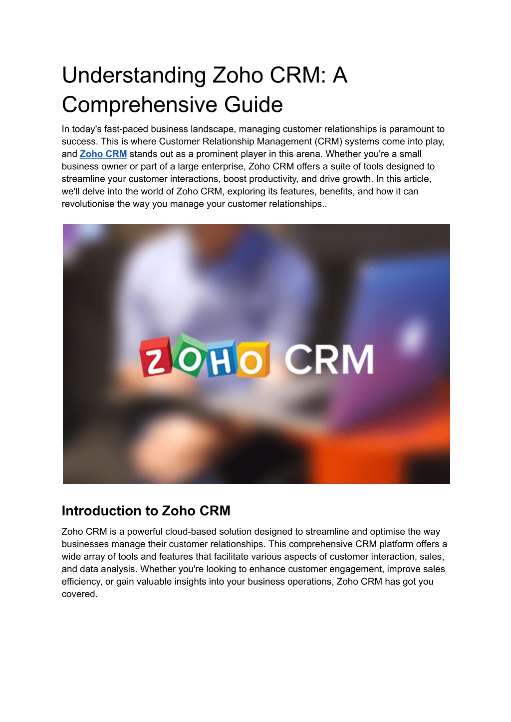 presentation on zoho crm