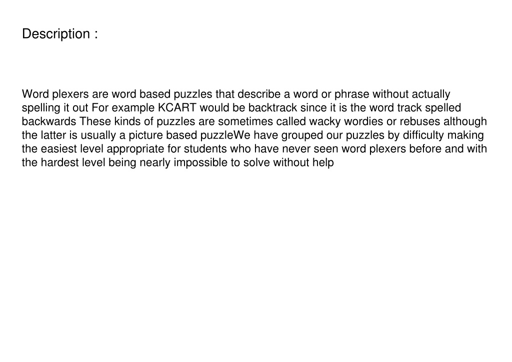 Ppt - Pdf Read Online Word Plexer Puzzle Word Plexers Are Wordbased 