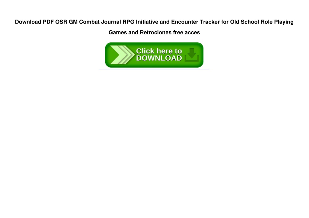 PPT - Download PDF OSR GM Combat Journal RPG Initiative and Encounter ...