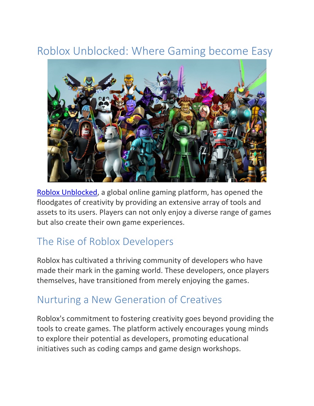 Roblox”: A flourishing gaming community – e-Why, What & How