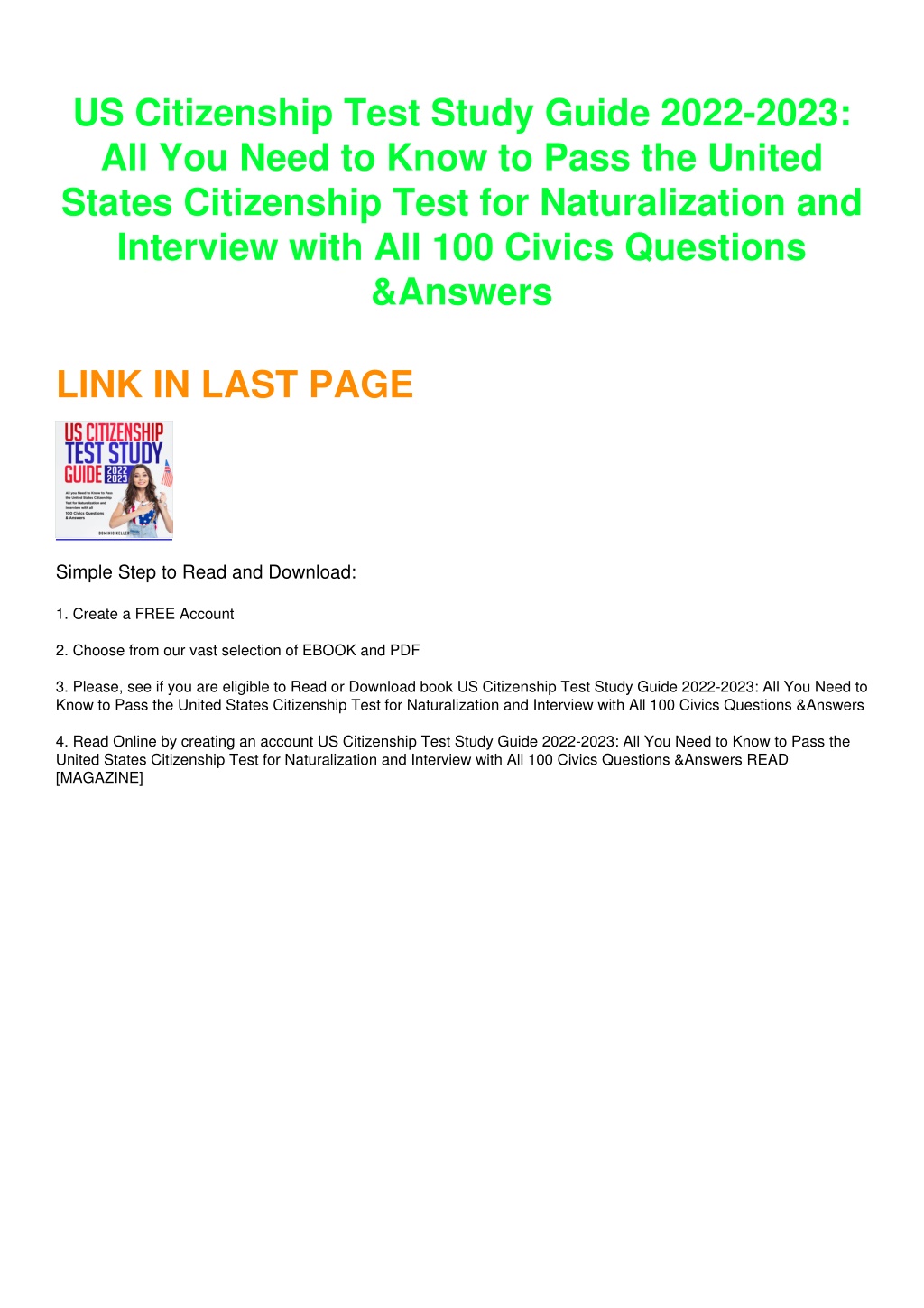 PPT [PDF] DOWNLOAD FREE US Citizenship Test Study Guide 20222023