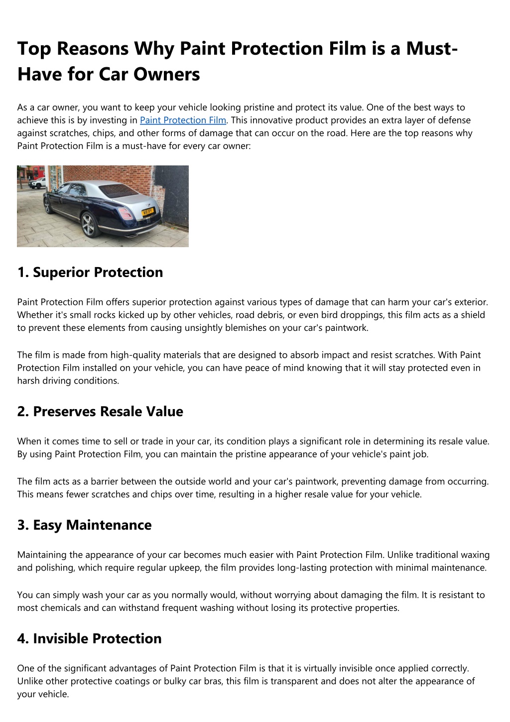 Protecting Value Why Your Vehicle Needs Car Paint Protection Film