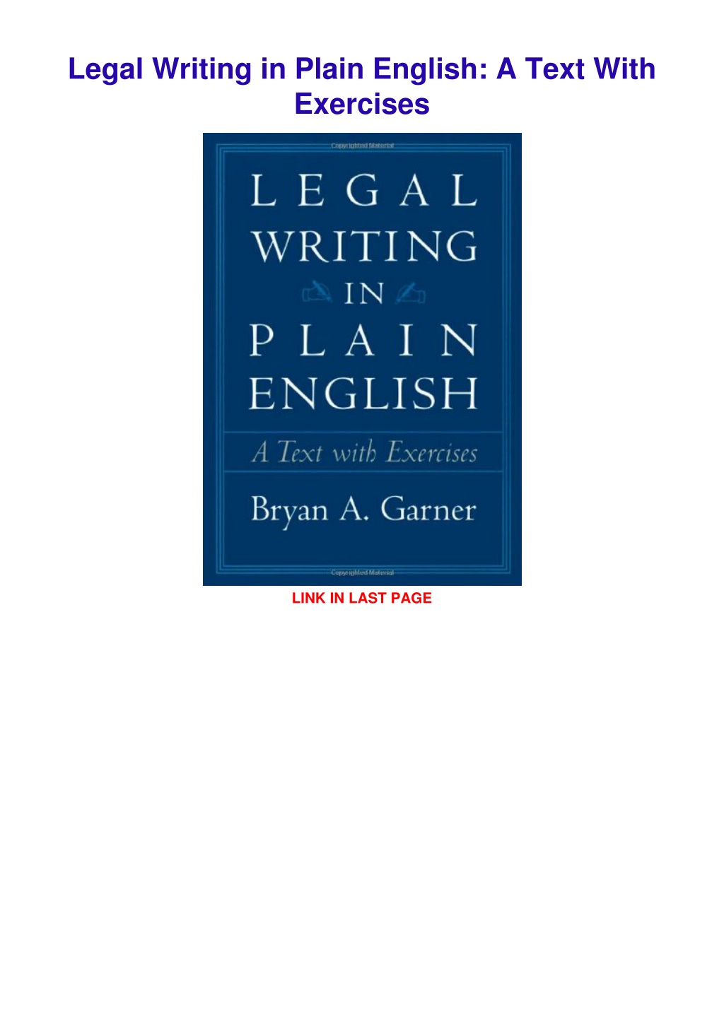 PPT Get PDF Download Legal Writing In Plain English A Text With 