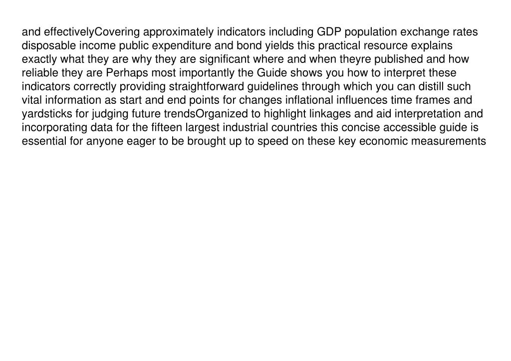 PPT - Download PDF The Economist Guide to Economic Indicators Making ...