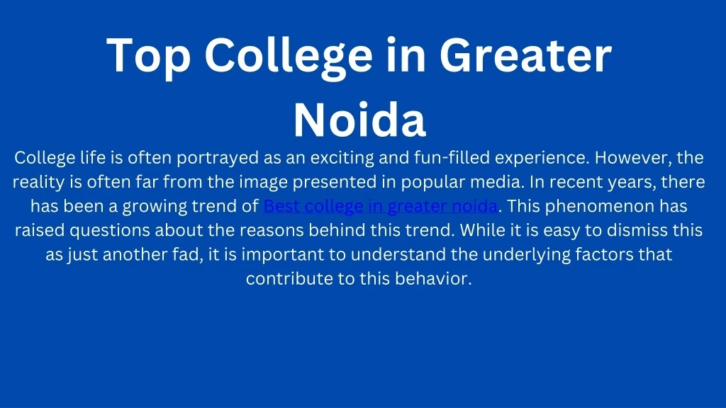 PPT - Best College In Greater Noida PowerPoint Presentation, free ...