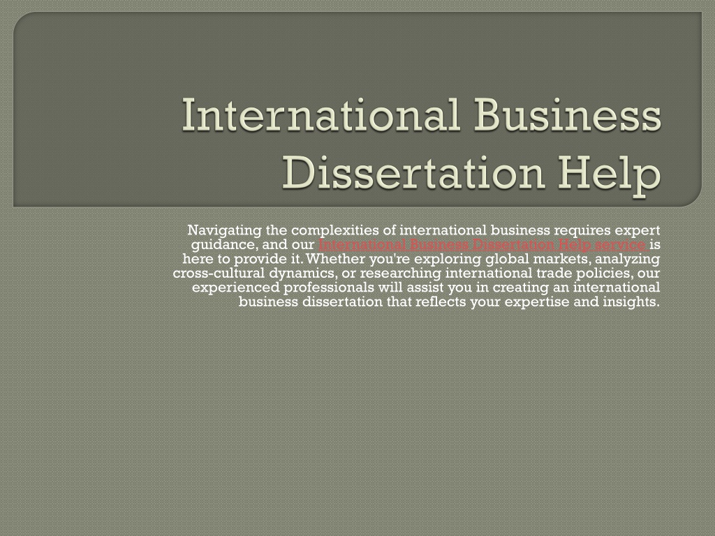 dissertation on international business