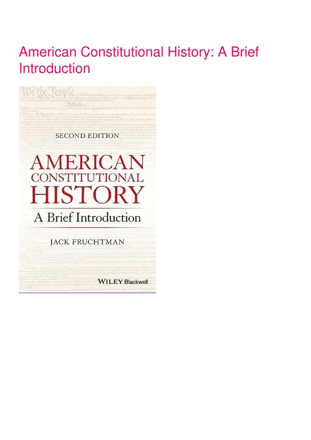 PPT - Epub American Constitutional History: A Brief Introduction ...