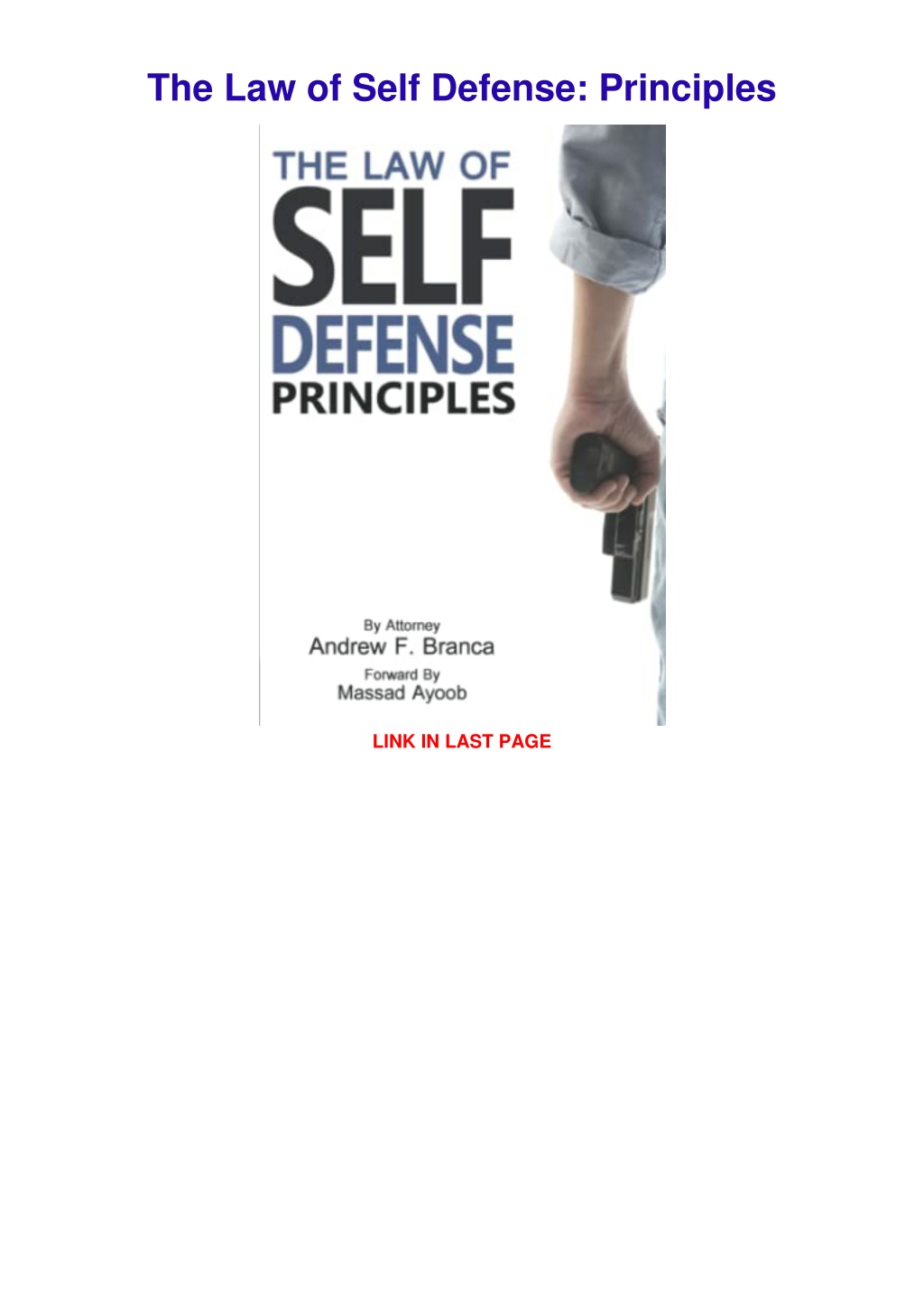 Ppt Read Download The Law Of Self Defense Principles Powerpoint Presentation Id12486197 