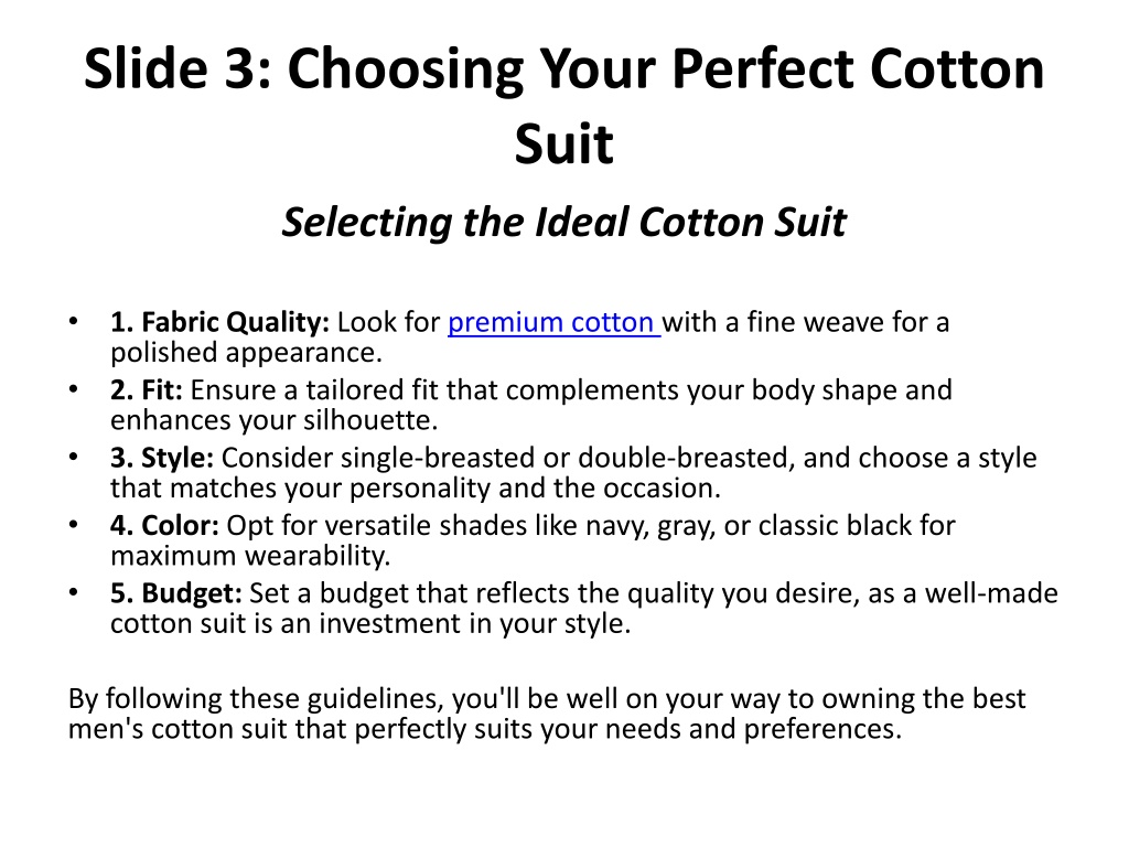 PPT - Best Mens Cotton Suits PDF file PowerPoint Presentation, free ...