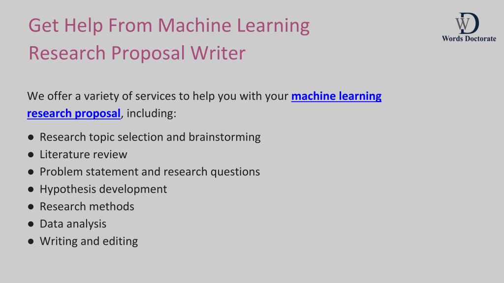 machine learning research proposal example