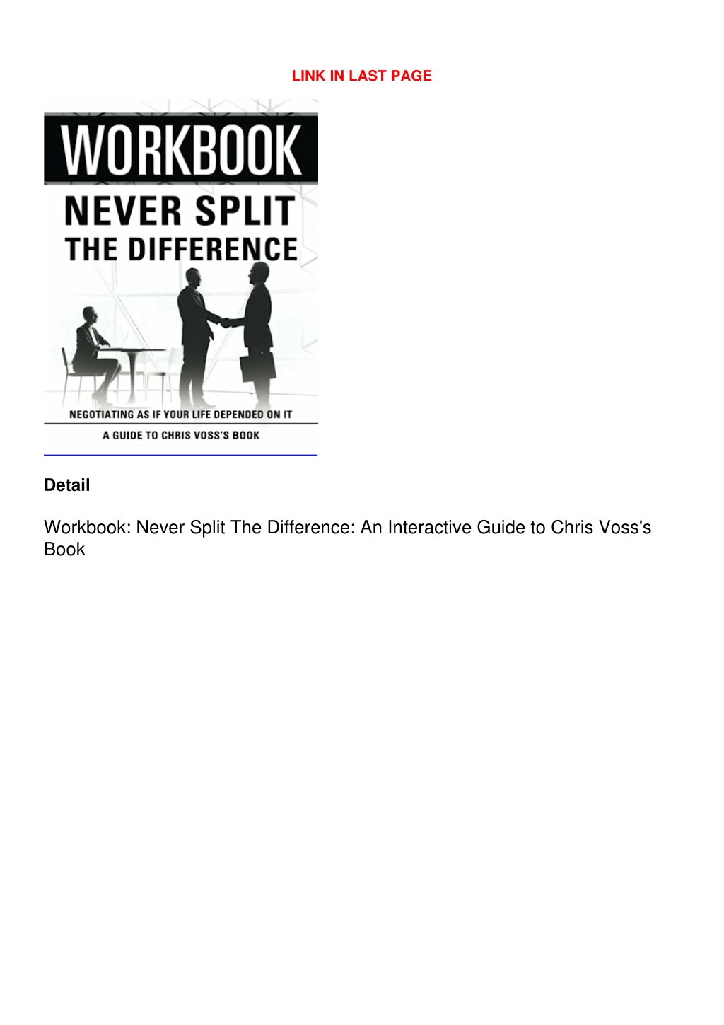 Workbook: Never Split The Difference: An Interactive Guide to