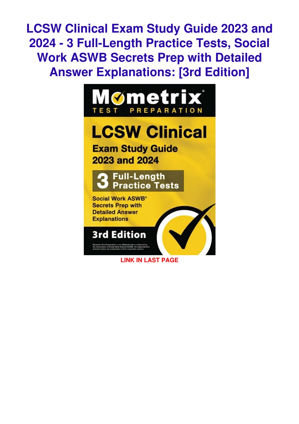 PPT [PDF READ ONLINE] LCSW Clinical Exam Study Guide 2023 and 2024