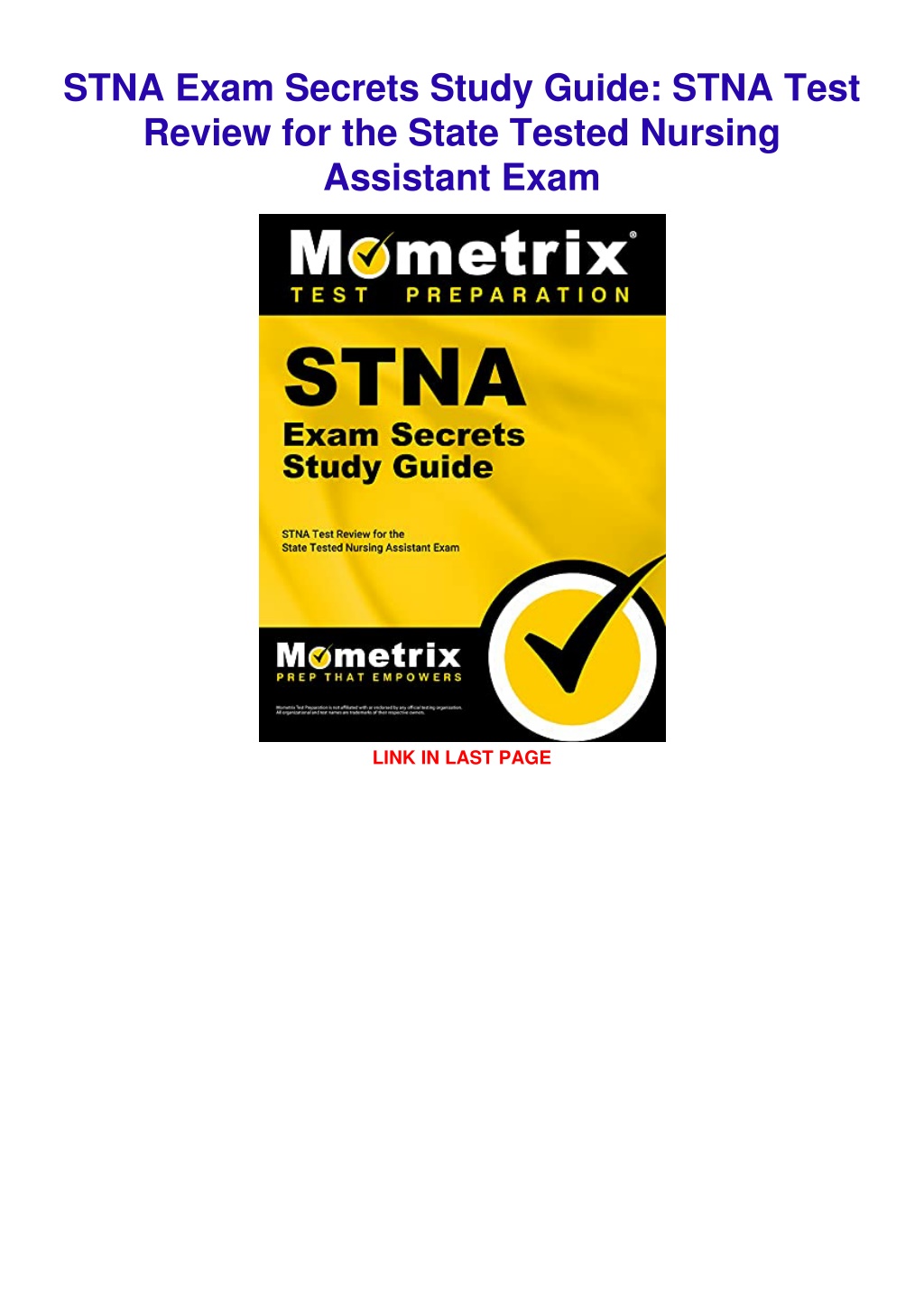 PPT [PDF READ ONLINE] STNA Exam Secrets Study Guide STNA Test Review