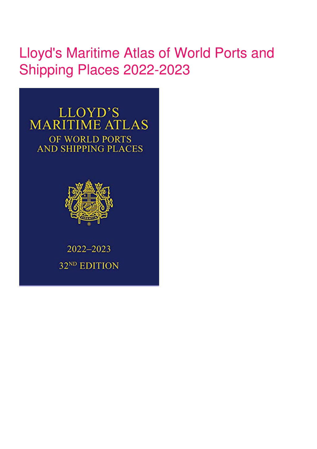 PPT - [Ebook] Lloyd's Maritime Atlas Of World Ports And Shipping Places ...